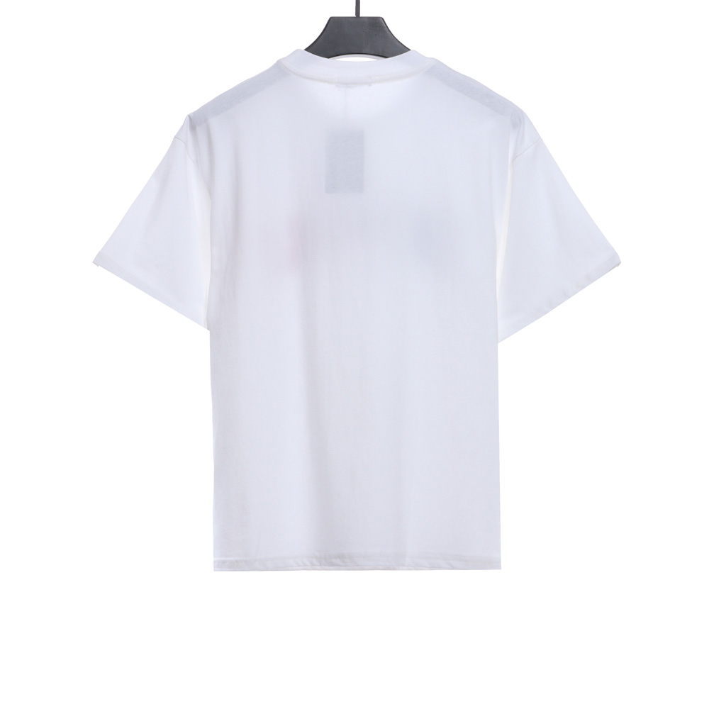 Balenciaga red, blue and white letters embroidered short sleeves