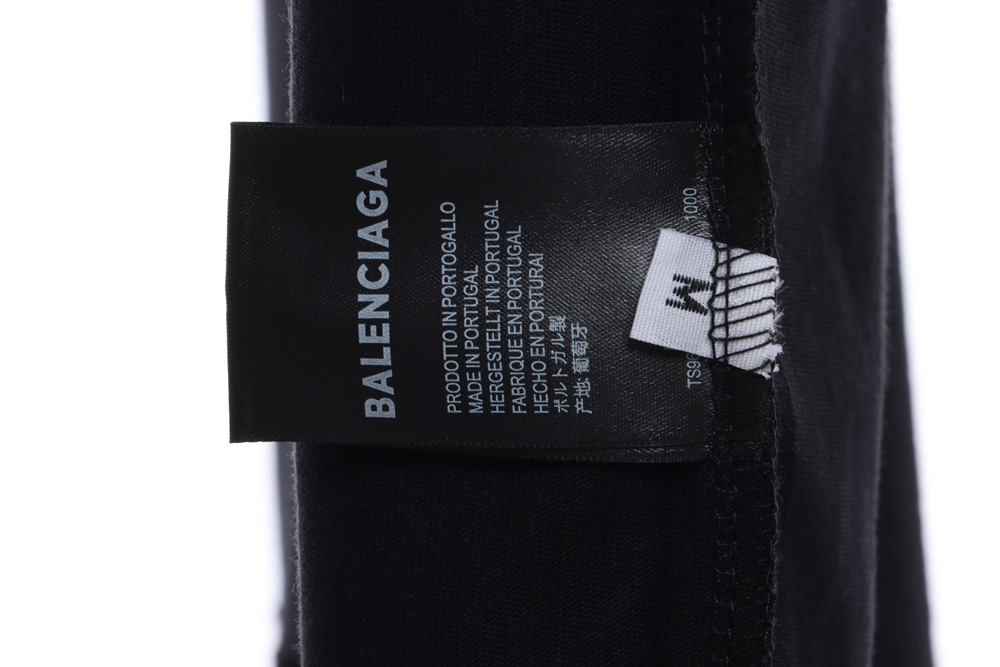 Balenciaga red, blue and white letters embroidered short sleeves_CM_1