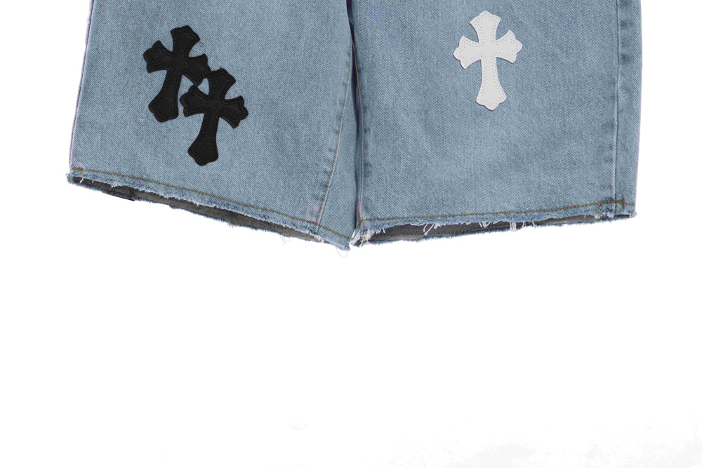 Crowe Heart Patch Cropped Denim Shorts