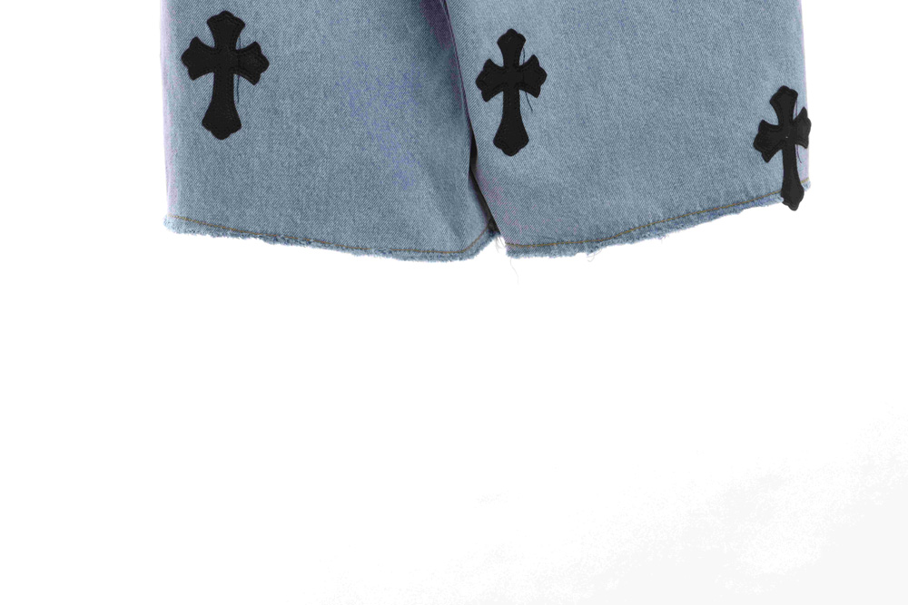 Crowe Heart Patch Cropped Denim Shorts