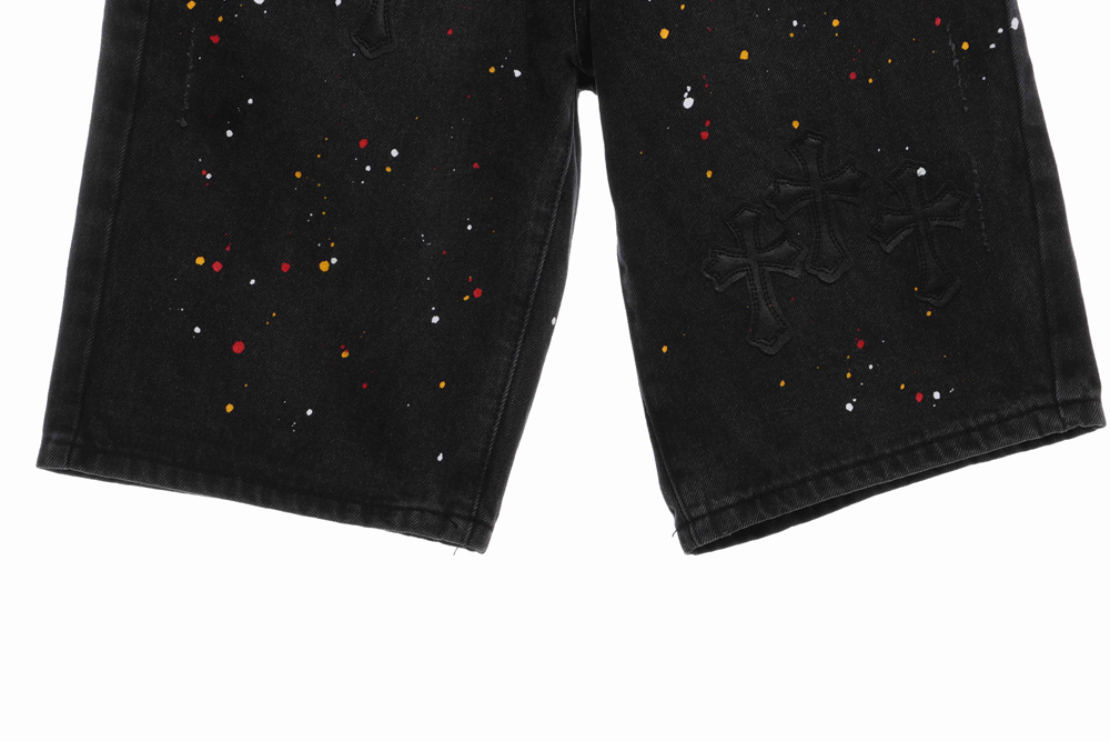 Cro-Heart Washed Skin Cross Splash Ink Shorts