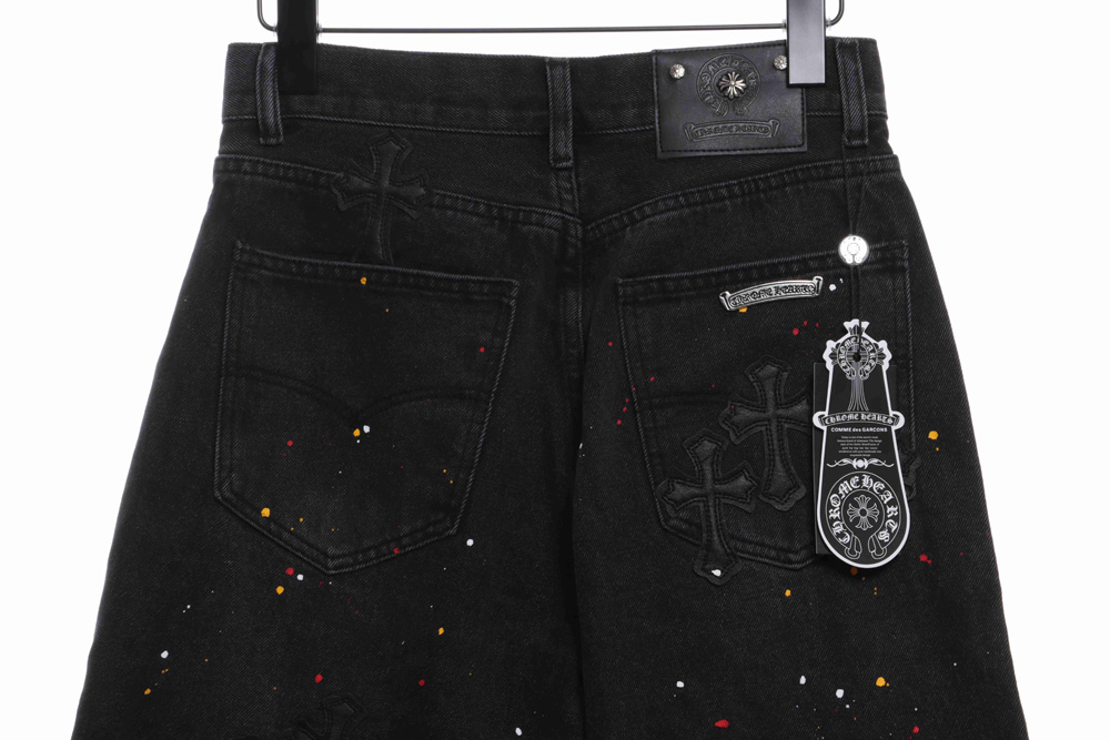 Cro-Heart Washed Skin Cross Splash Ink Shorts