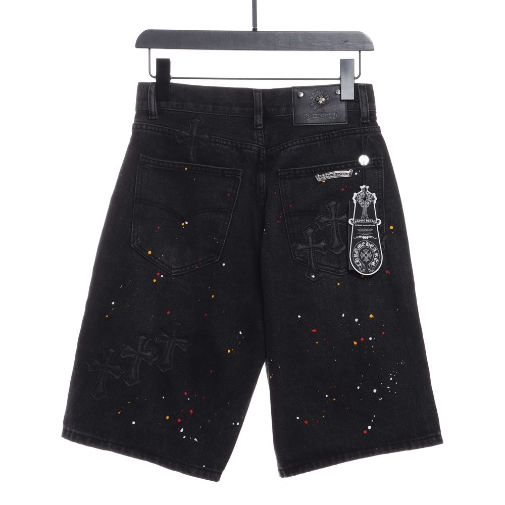 Cro-Heart Washed Skin Cross Splash Ink Shorts