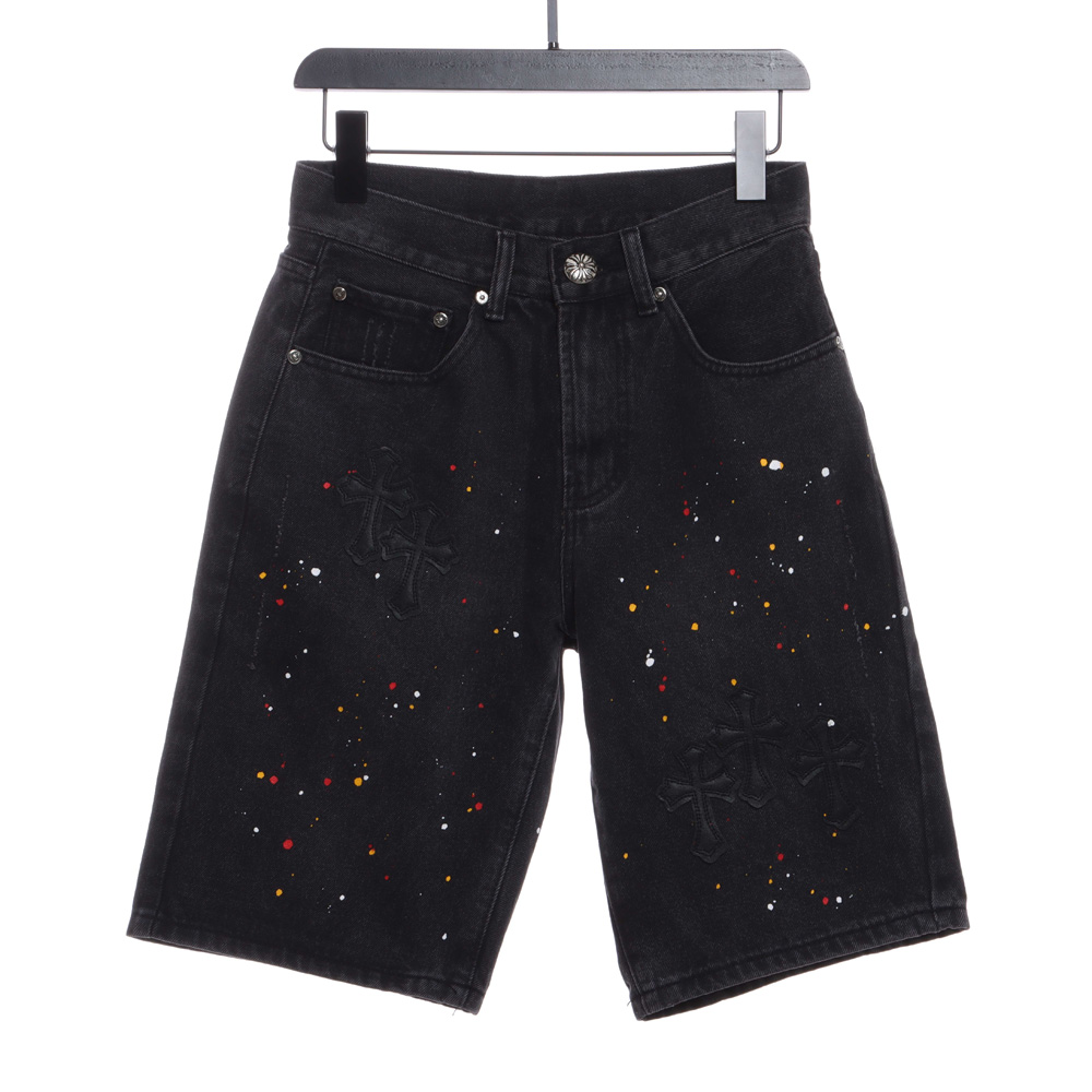Cro-Heart Washed Skin Cross Splash Ink Shorts