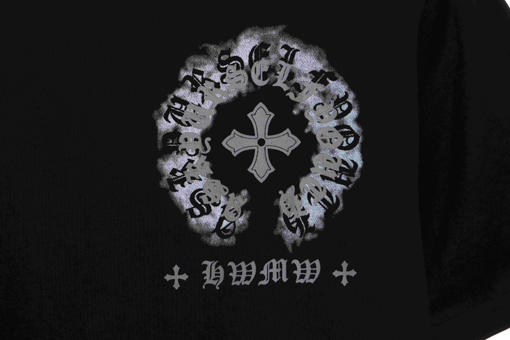 Chrome Heart Cross Horseshoe Print Short Sleeve_CM_1