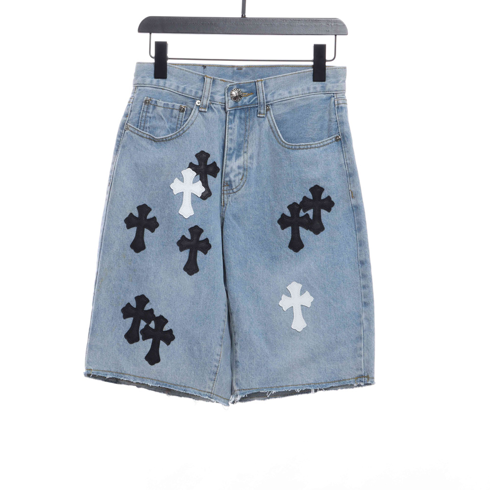 Crowe Heart Patch Cropped Denim Shorts