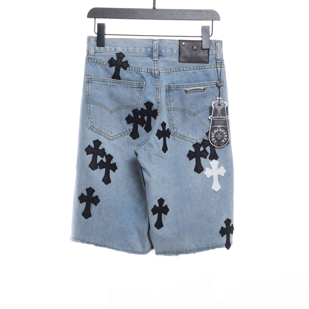 Crowe Heart Patch Cropped Denim Shorts