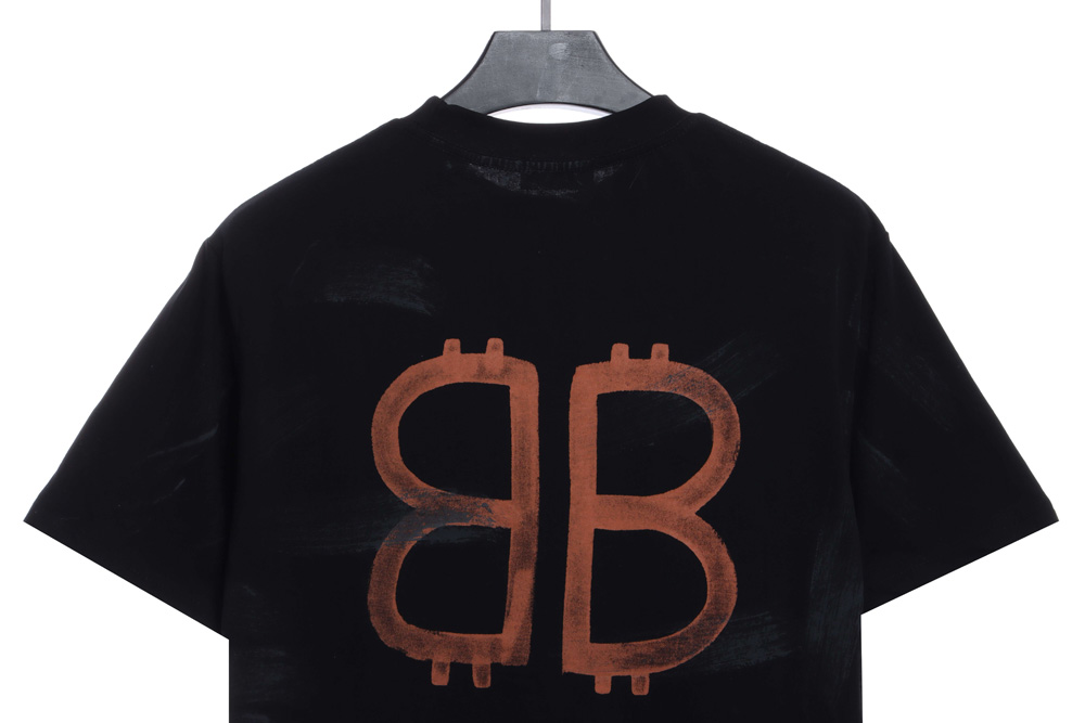 Balenciaga Mud Dyed BB Old Destroyed Short Sleeves