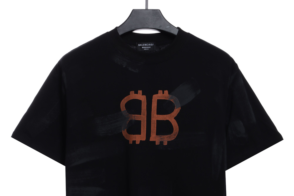 Balenciaga Mud Dyed BB Old Destroyed Short Sleeves