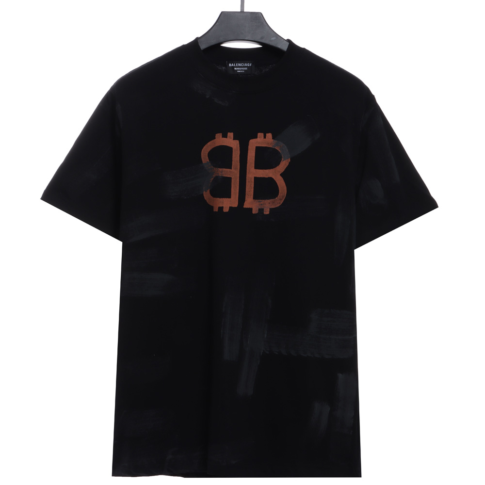Balenciaga Mud Dyed BB Old Destroyed Short Sleeves