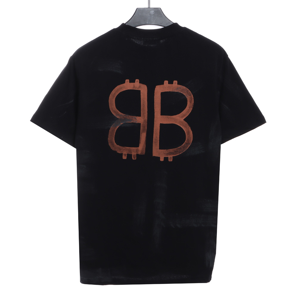 Balenciaga Mud Dyed BB Old Destroyed Short Sleeves