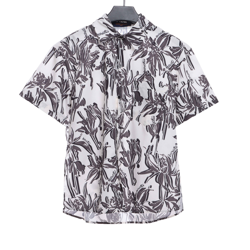 LV Floral Rayon Short Sleeve Shirt