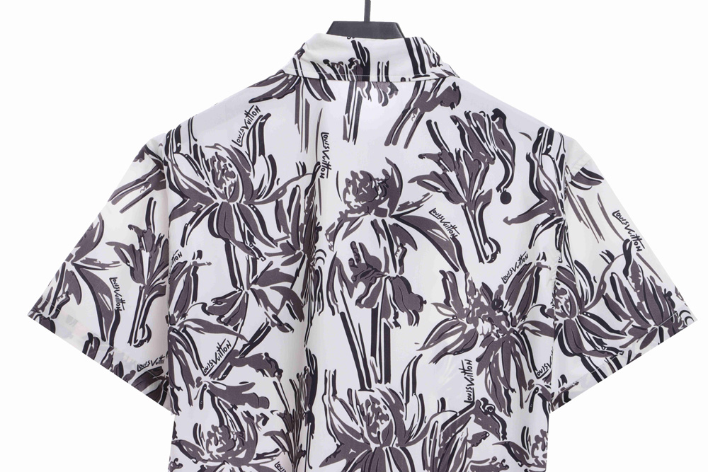 LV Floral Rayon Short Sleeve Shirt