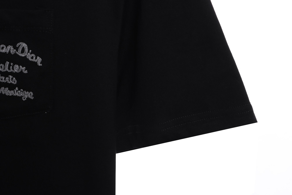 Dior Pocket Slogan Embroidered Short Sleeve_CM_1