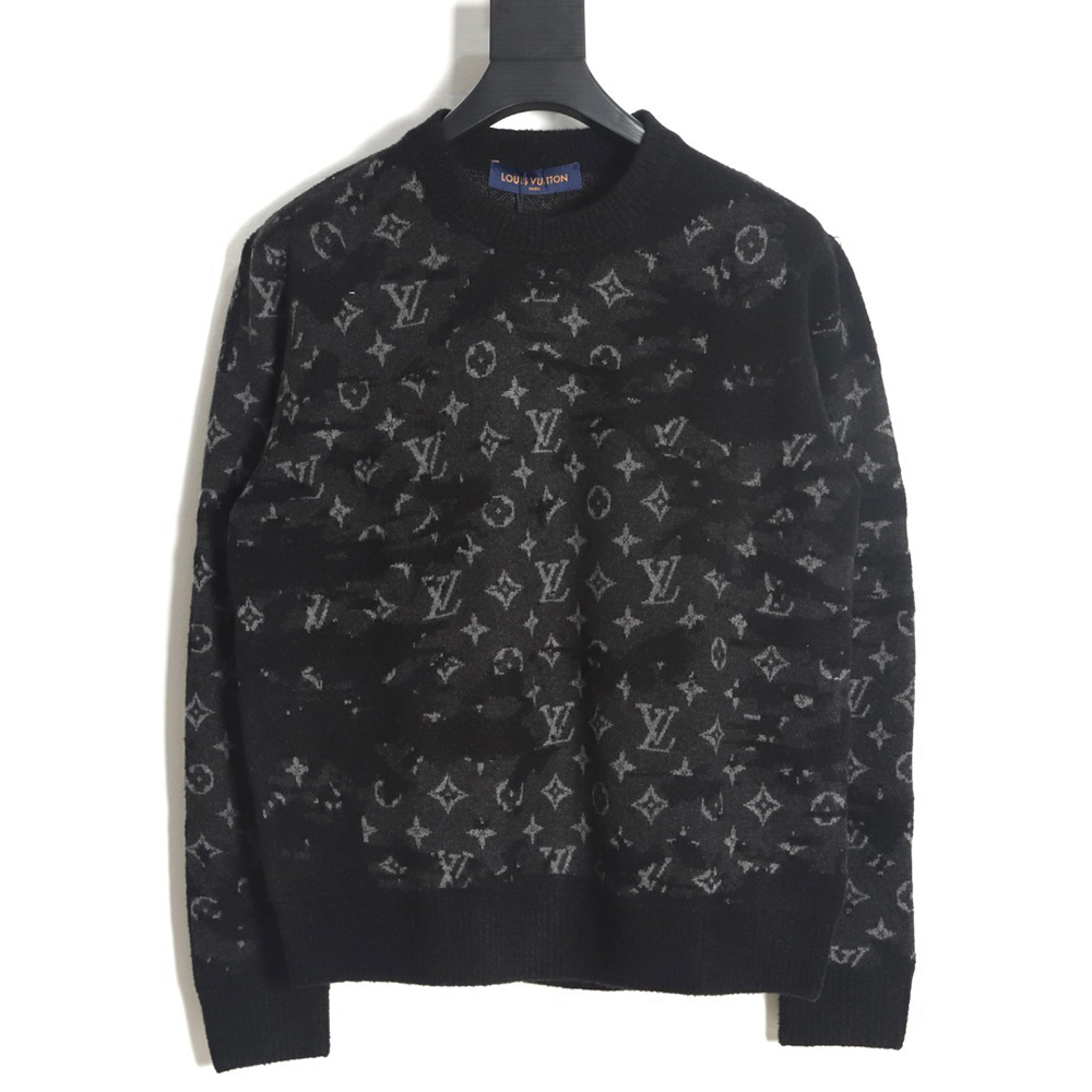 Louis Vuitton Camouflage Rendered Wool Crew Neck Sweater