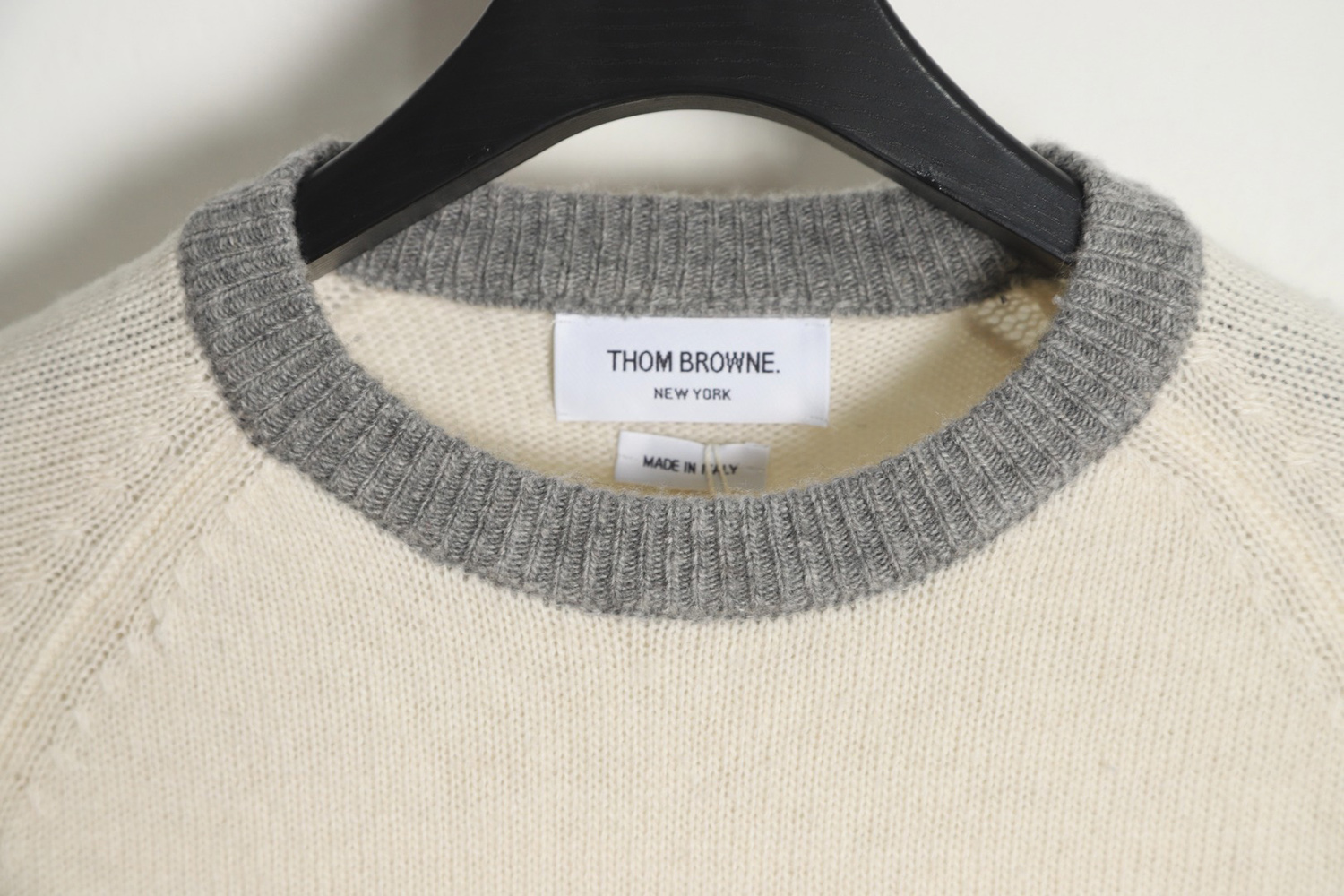 Thom Browne Color Block Wool Crew Neck Sweater