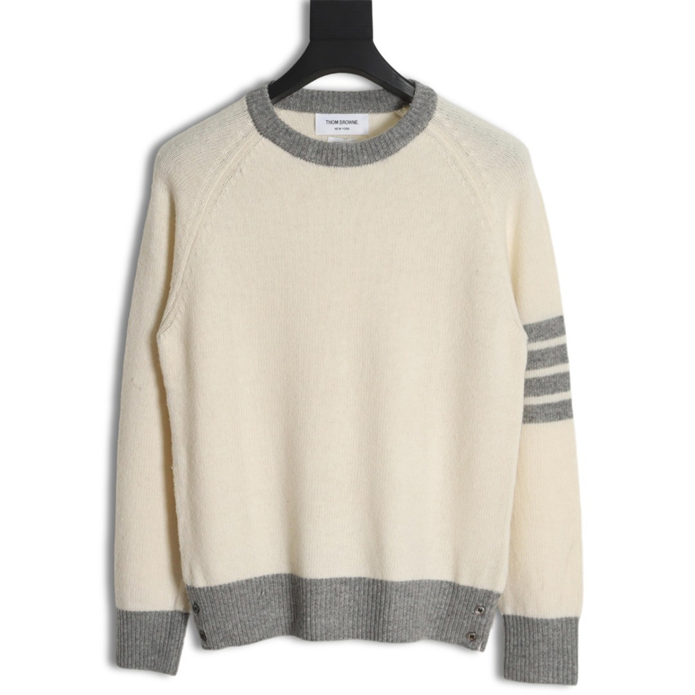 Thom Browne Color Block Wool Crew Neck Sweater