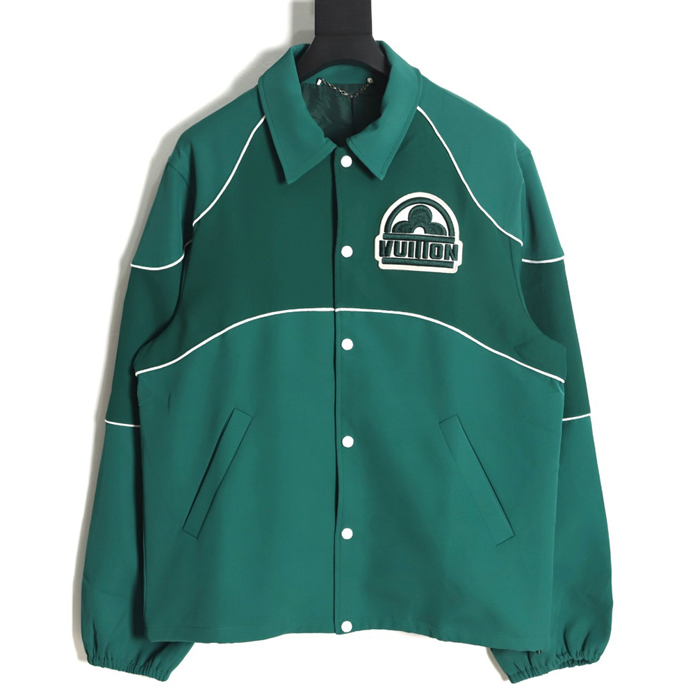 Louis Vuitton color matching green retro baseball jacket