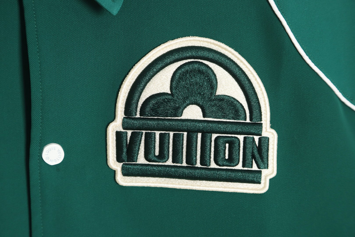 Louis Vuitton color matching green retro baseball jacket