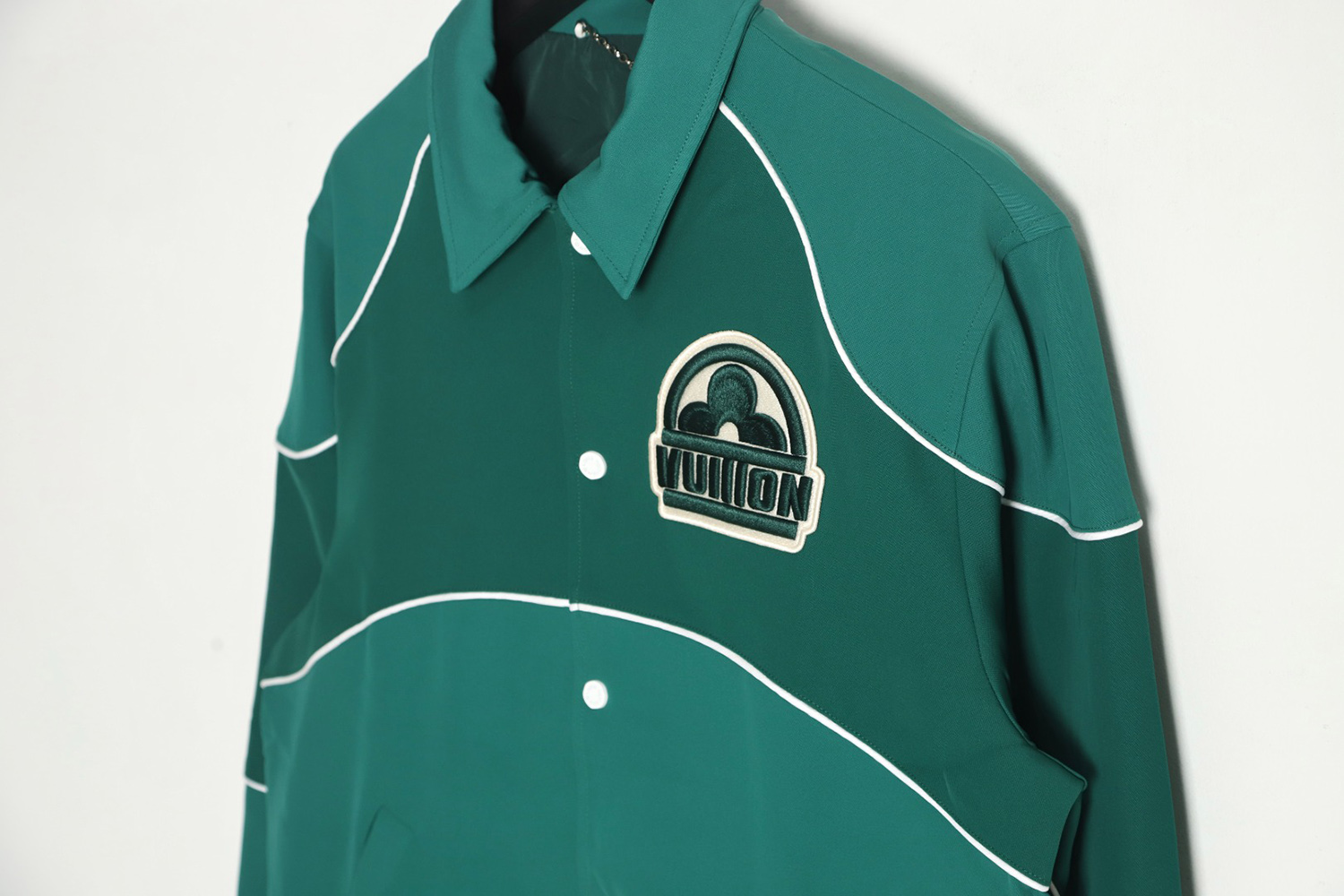 Louis Vuitton color matching green retro baseball jacket