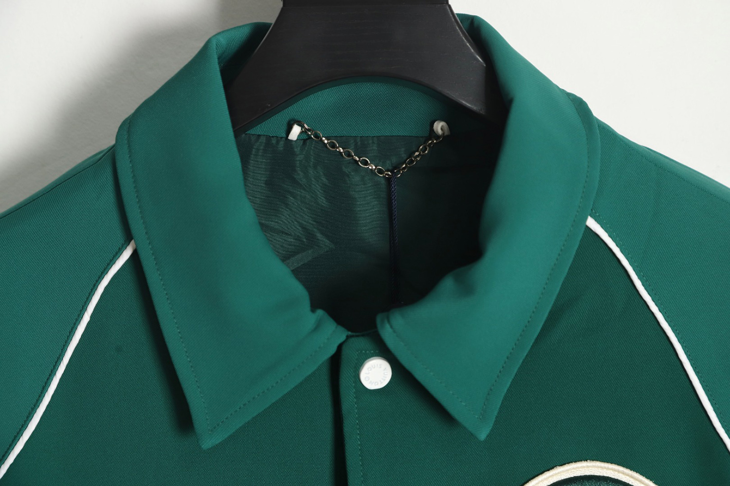Louis Vuitton color matching green retro baseball jacket