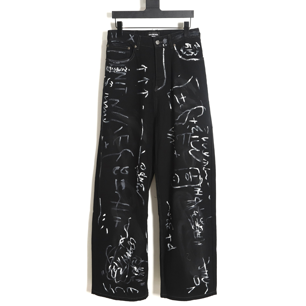 Balenciaga 23FW Hand-Drawn Graffiti Straight Loose Jeans