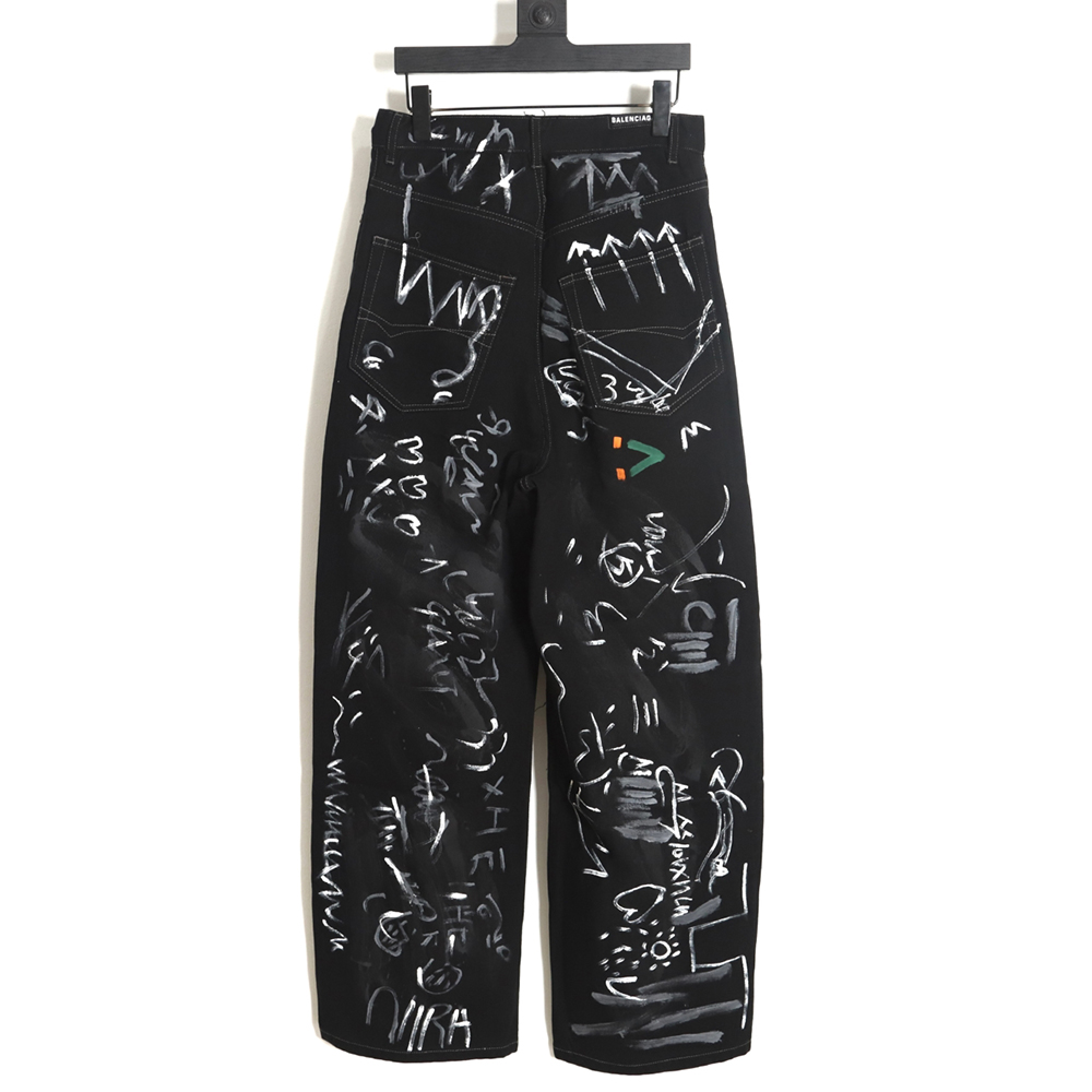 Balenciaga 23FW Hand-Drawn Graffiti Straight Loose Jeans