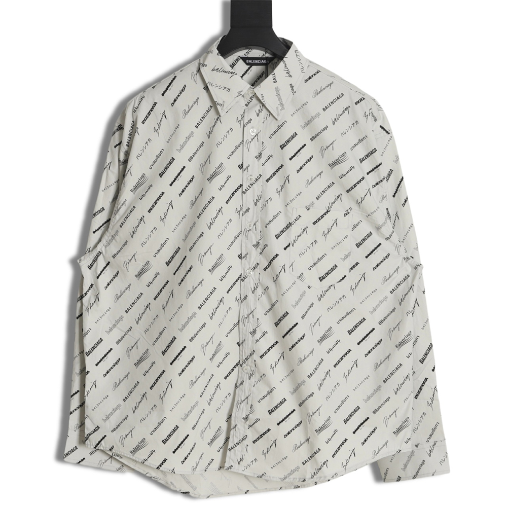 Balenciaga 23GW full print LOGO signature shirt