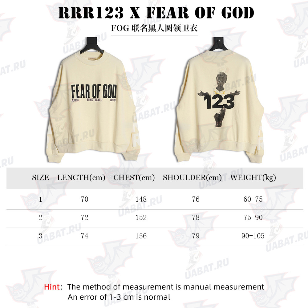 RRR123 x Fear OF God joint black round neck sweater