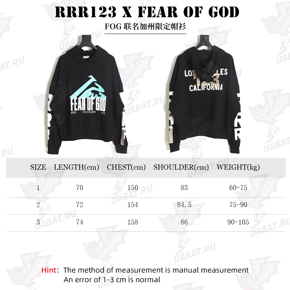 RRR123 x Fear OF God Joint California Limited Hoodie
