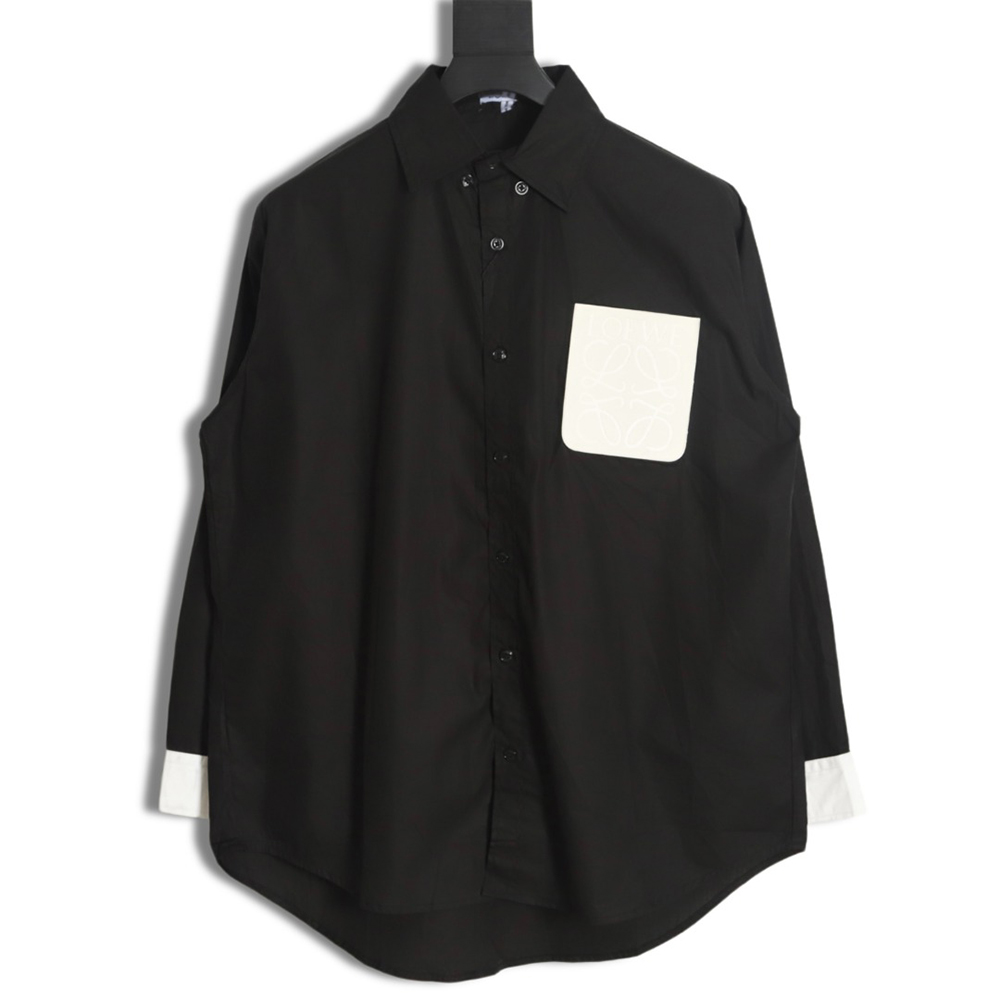LOEWE Leather Label Pocket Embroidered Shirt Long Sleeve