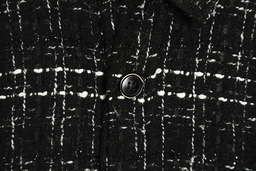 Charlie Luciano pleated silver-thread-woven check shirt jacket