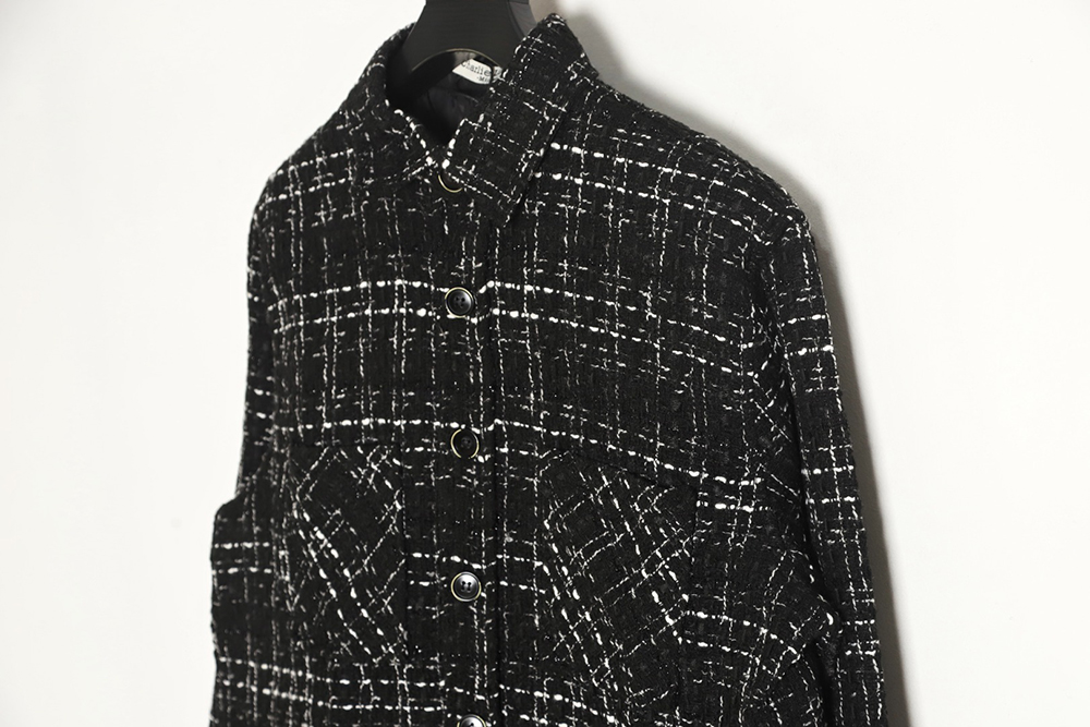 Charlie Luciano pleated silver-thread-woven check shirt jacket