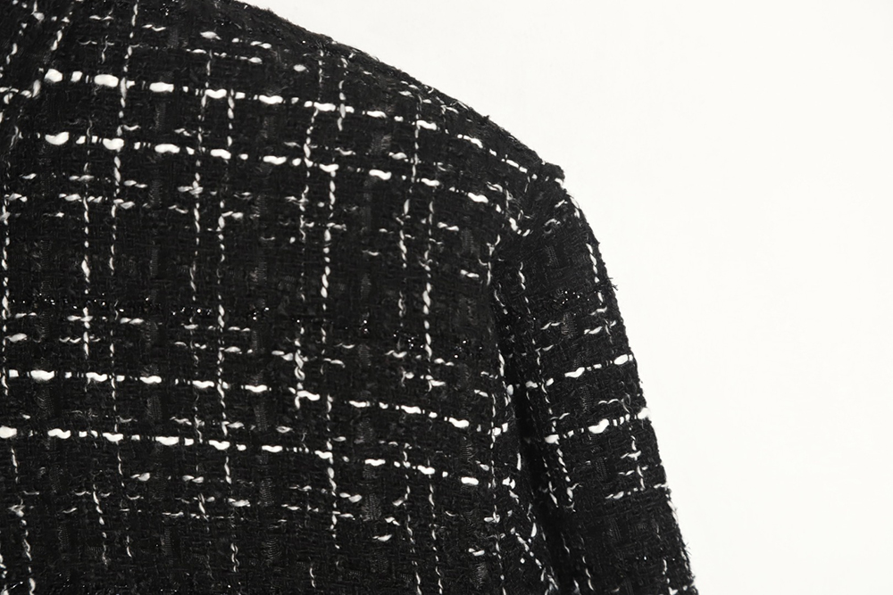 Charlie Luciano pleated silver-thread-woven check shirt jacket