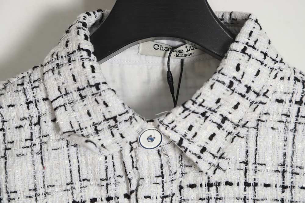 Charlie Luciano pleated silver-thread-woven check shirt jacket