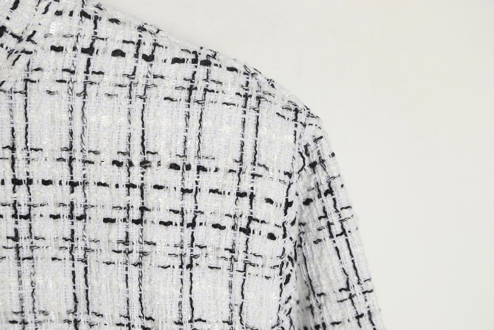 Charlie Luciano pleated silver-thread-woven check shirt jacket