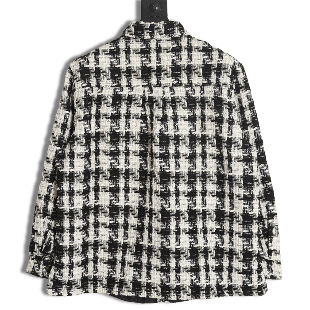 Charlie Luciano pleated silver-thread-woven check shirt jacket