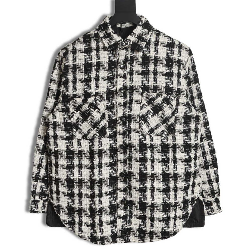 Charlie Luciano pleated silver-thread-woven check shirt jacket
