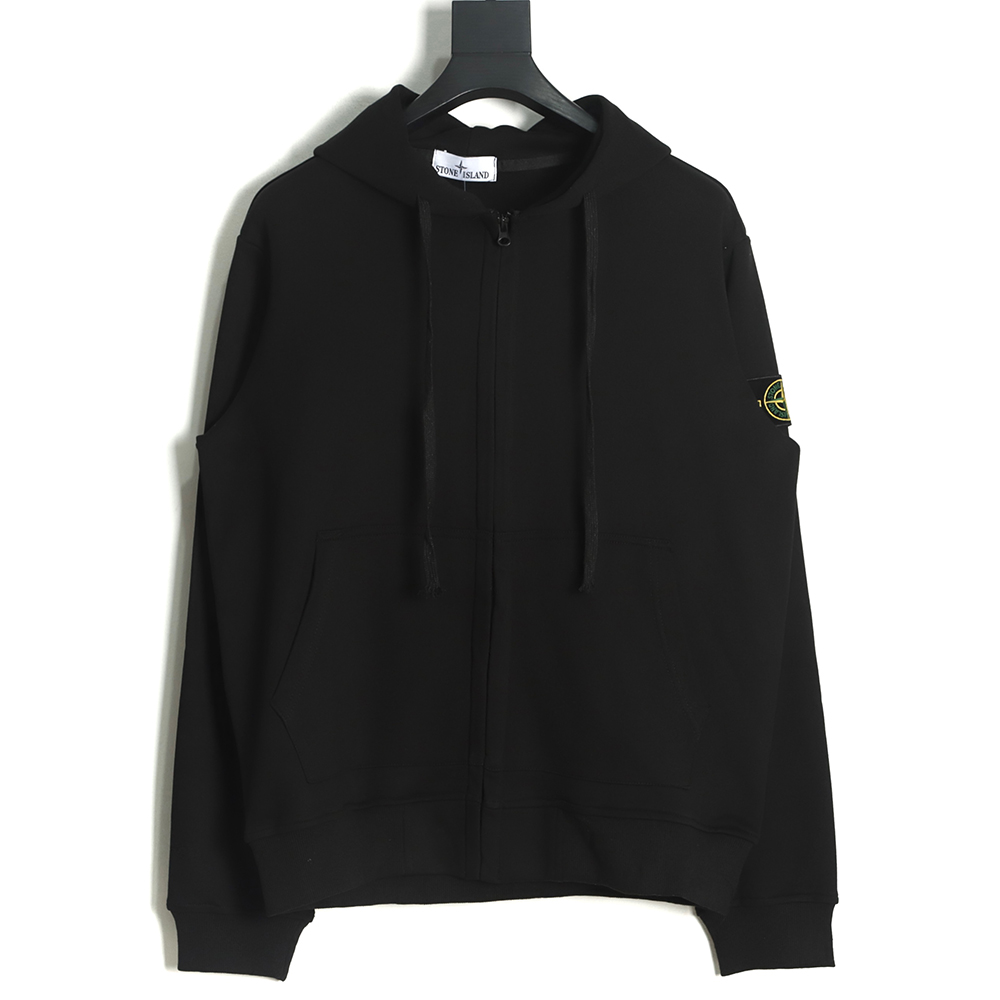 STONE ISLAND Classic solid color logo logo zip sweatshirt