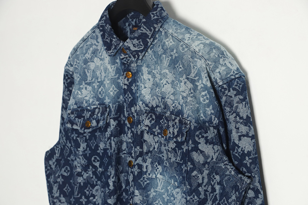 Louis Vuitton tie-dye splash-print all-over jacquard denim jacket