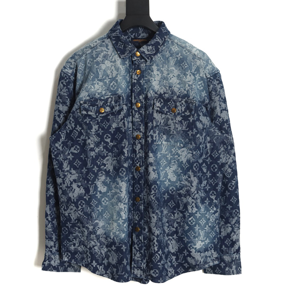 Louis Vuitton tie-dye splash-print all-over jacquard denim jacket