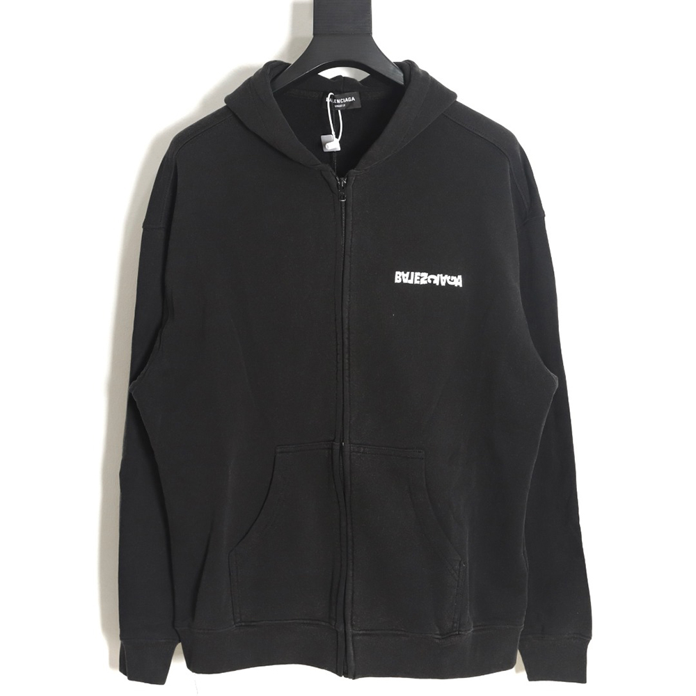 Balenciaga 22FW inverted embroidered sports zipper sweatshirt