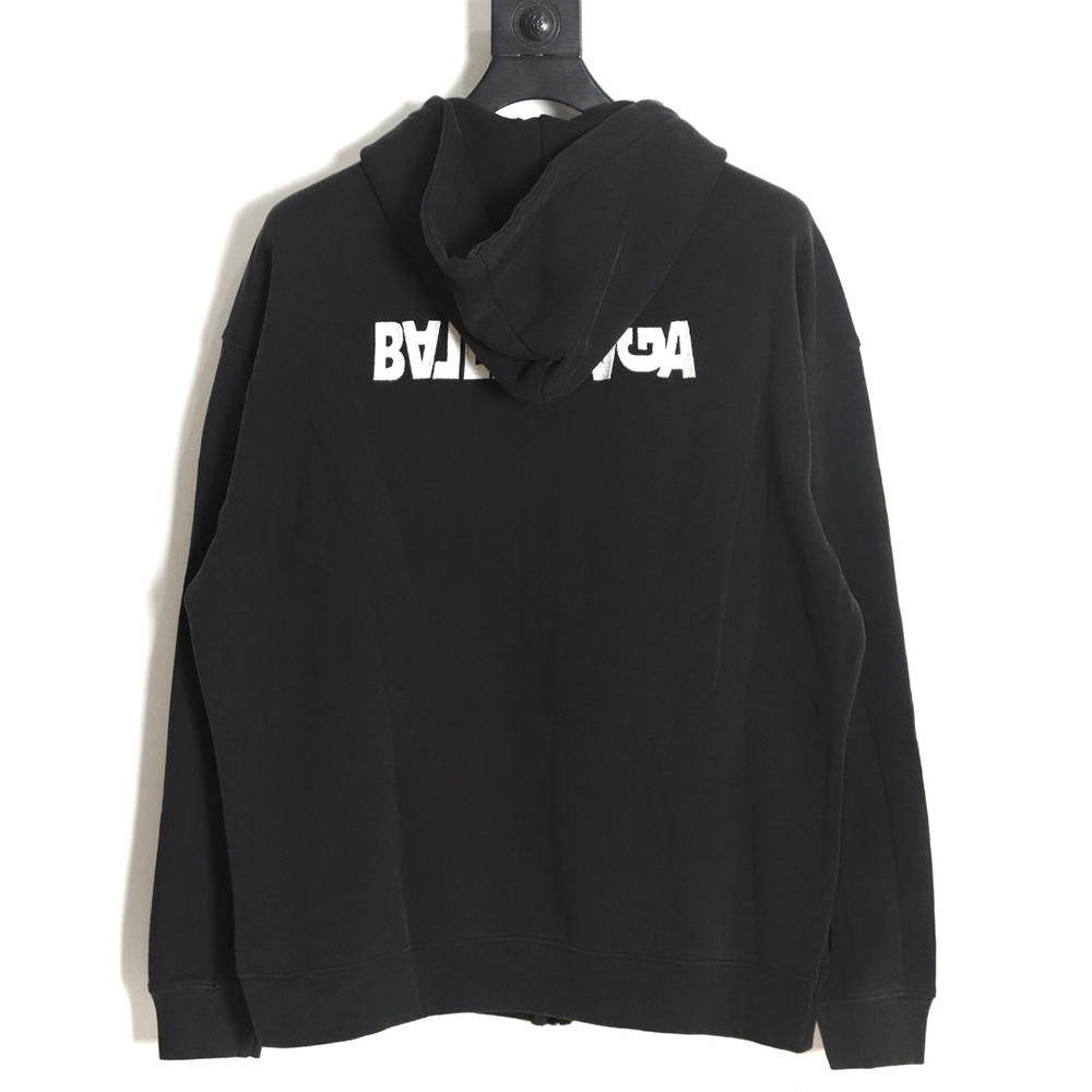 Balenciaga 22FW inverted embroidered sports zipper sweatshirt