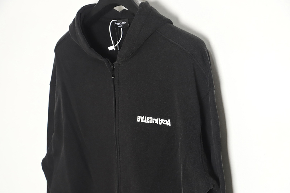 Balenciaga 22FW inverted embroidered sports zipper sweatshirt