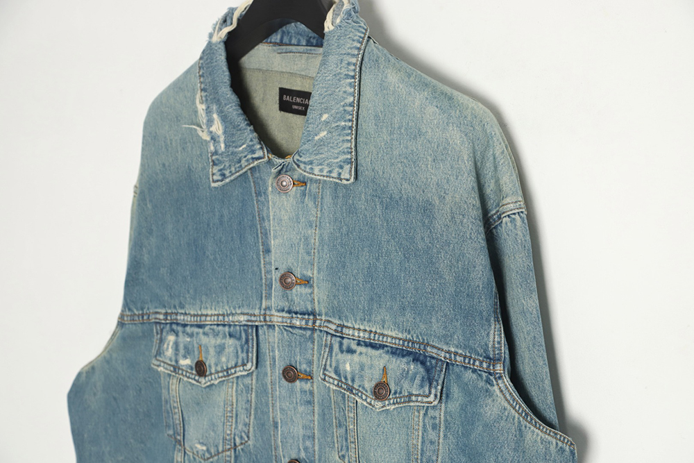 Balenciaga 23Fw lightning knife destroyed washed distressed denim jacket