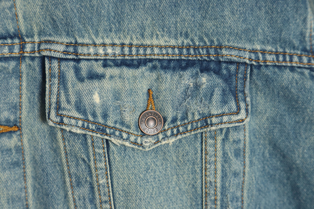 Balenciaga 23Fw lightning knife destroyed washed distressed denim jacket