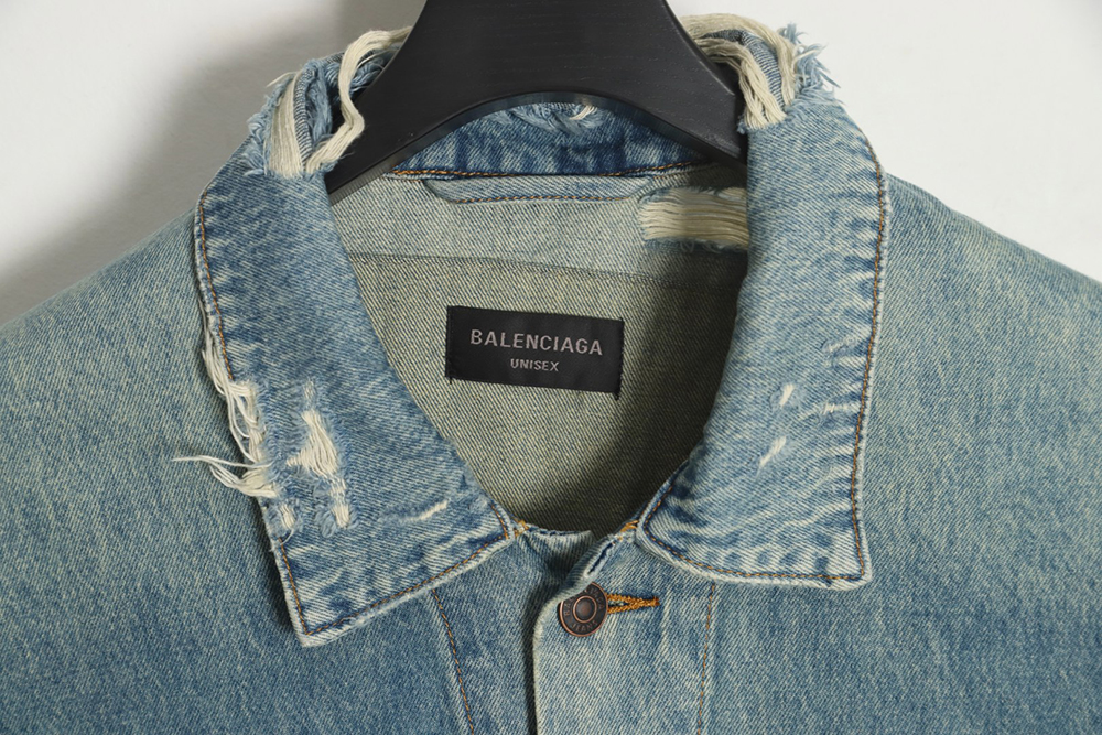 Balenciaga 23Fw lightning knife destroyed washed distressed denim jacket