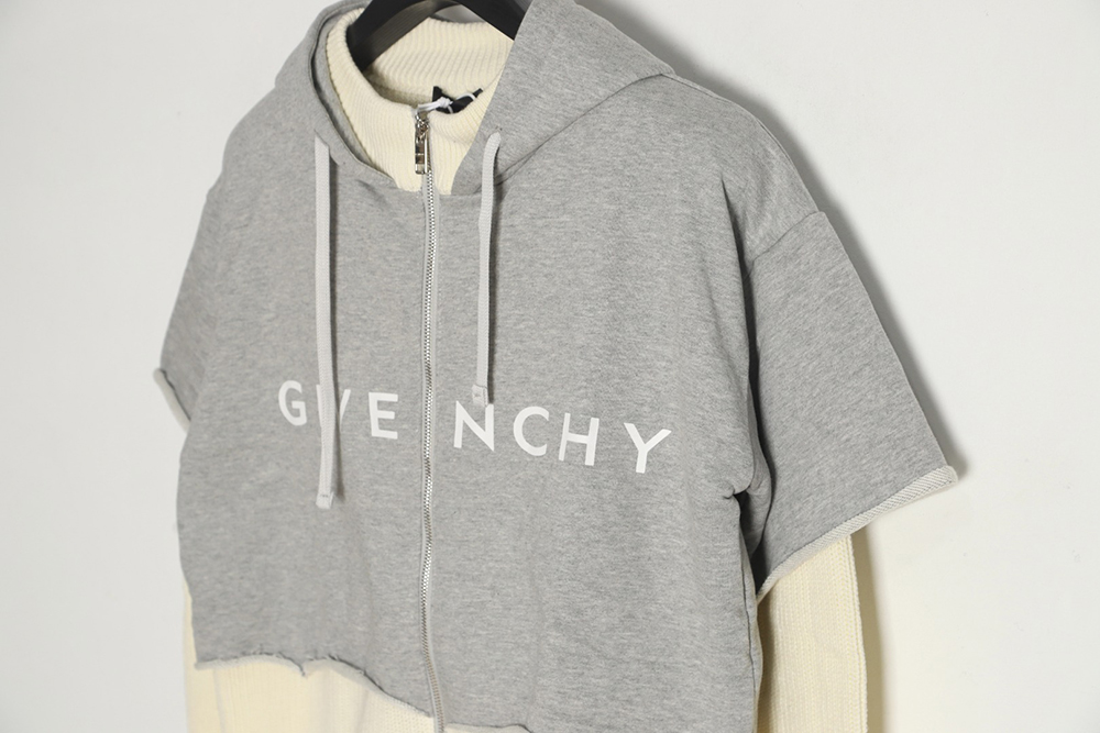 Givenchy heavy-tech knitted sweater patchwork jacket