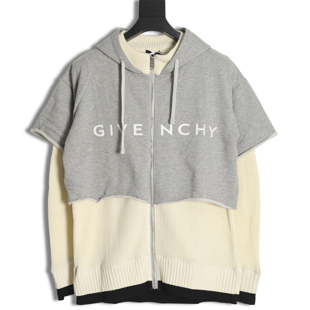 Givenchy heavy-tech knitted sweater patchwork jacket