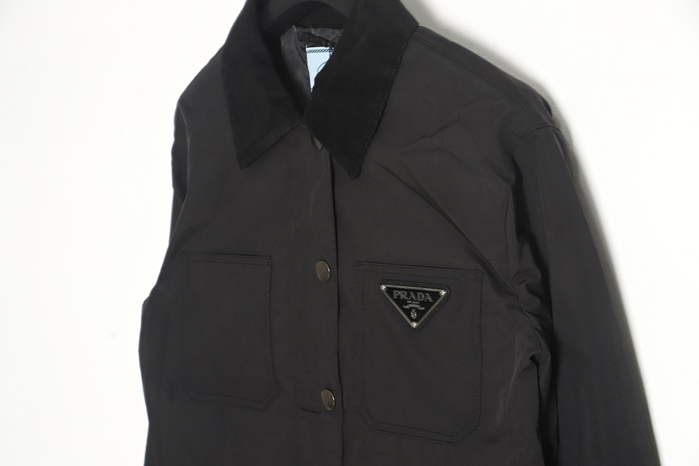 PRADA 23SS corduroy collar work zipper jacket